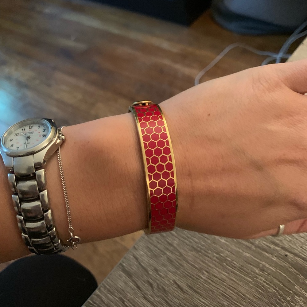Halcyon Days Hinged Bangle - Red